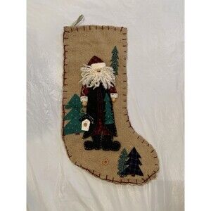 Vintage Country Santa Christmas Stocking 21x12